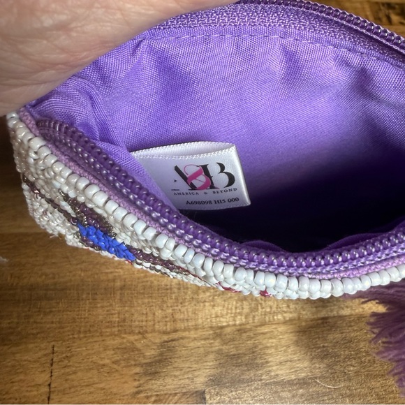 America & Beyond Beaded Coin Pouch Ocean Fish Starfish Tassel - Picture 4 of 5